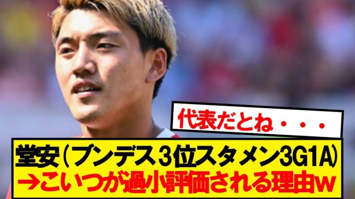 堂安律(ブンデス3位で7試合3G1A)➔こいつが過小評価される理由wwwww