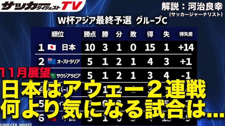 【W杯アジア最終予選／グループC展望】日本代表はアウェー連戦で勝点６を積み上げられるか？