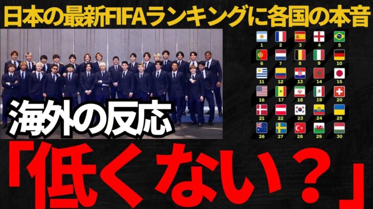 【サッカー日本代表】日本の最新FIFAランキングに各国から低すぎるの声が！【海外の反応】