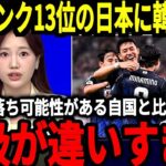 【サッカー日本代表】最新ランキングに対して韓国が絶望報道、ポット3落ちの可能性がある自国と比較をした結果が…そして中国が日本のある行動に対して大絶賛！？【海外の反応】