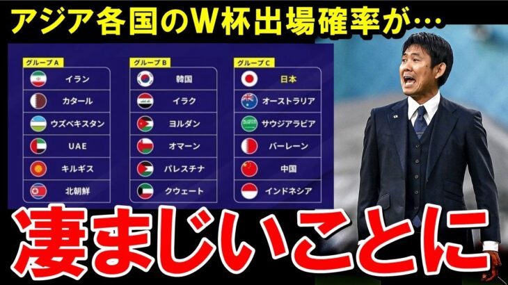 【W杯最終予選】アジア各国のW杯出場権獲得確率を見ると、なかなかカオスな状況にwwwwwwwwwwwww【海外の反応/サッカー日本代表】