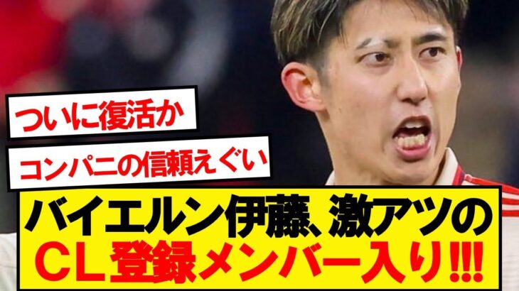 【速報】バイエルン伊藤洋輝、CL登録メンバー入りｷﾀｰ！！！！！
