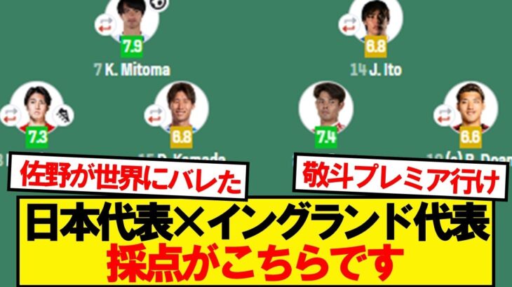【速報】森保ジャパン、イングランド戦の採点がこちらです！！！