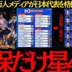 【サッカー日本代表】「久保だけ星4だ」海外345万人メディアが日本代表を格付けに賛否！【海外の反応】