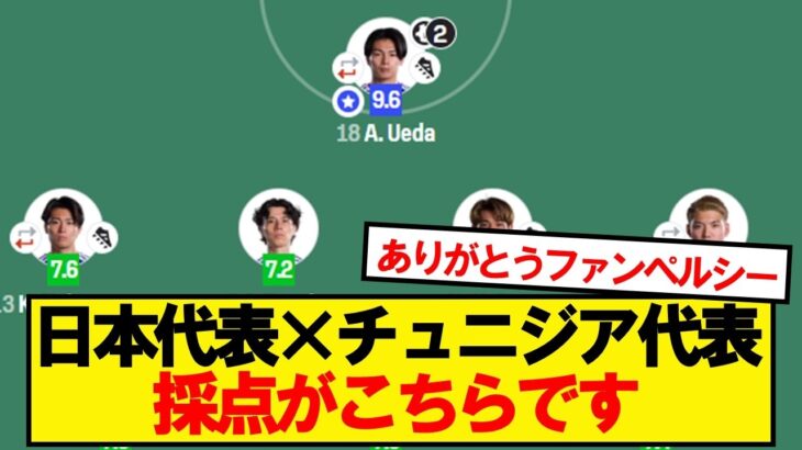【評価】日本代表×チュニジア代表、採点がこちらです！！！